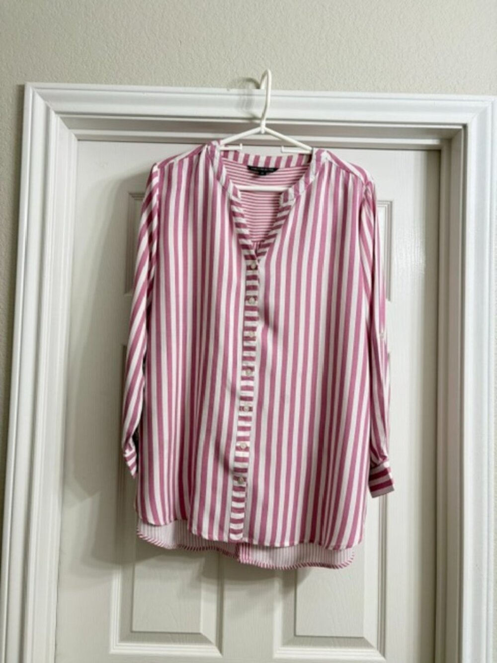 Club Z Collection Women's Pink and White Striped Blouse, Size 1X